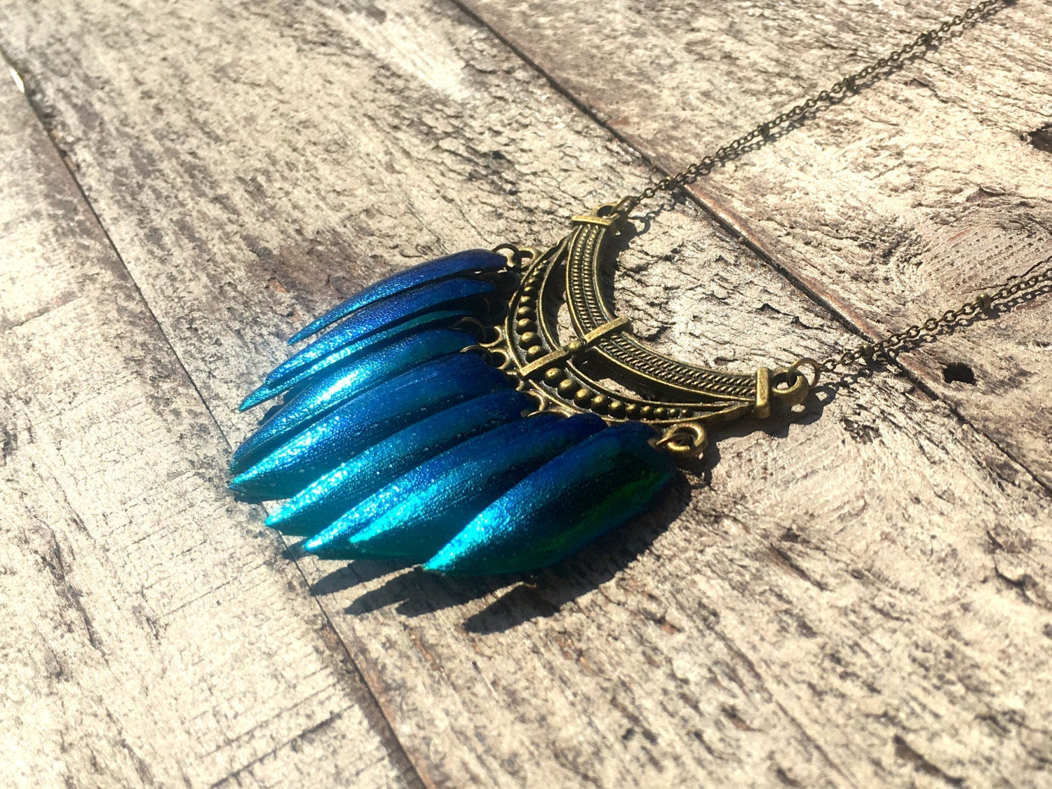 Real beetle necklace Real beetle wing jewelry Taxidermy beetle wing necklace Mermaid necklace Green Elytra jewelry Real insect necklace