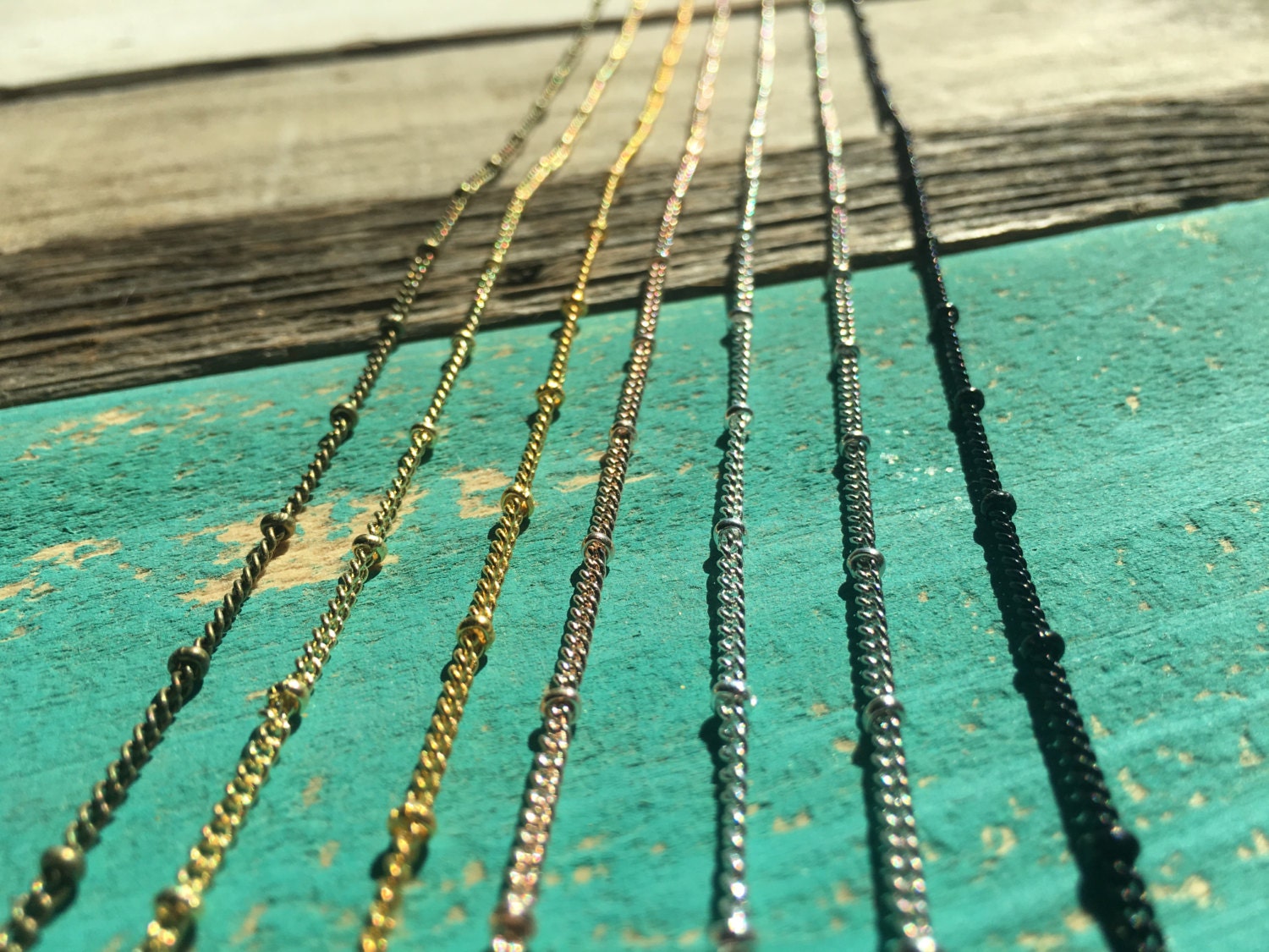 Satellite chain Dew drop necklace Silver layered necklace Finished chain Short long beaded chain 18 inch 30 inch Rose gold Antique Brass