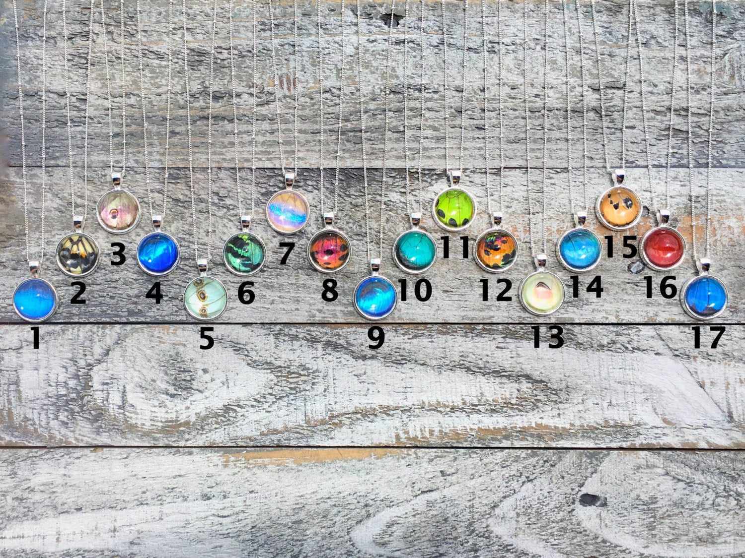 Real ethically sourced butterfly wing necklaces for friends Butterfly keepsake jewelry Friendship necklaces for women Pressed flower insect