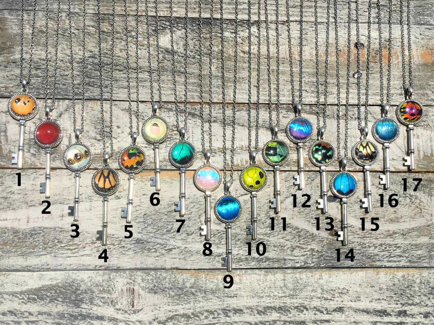 Real Butterfly Wing Skeleton key necklaces for women Key to my heart necklace Silver Key Necklace Real estate gifts for clients