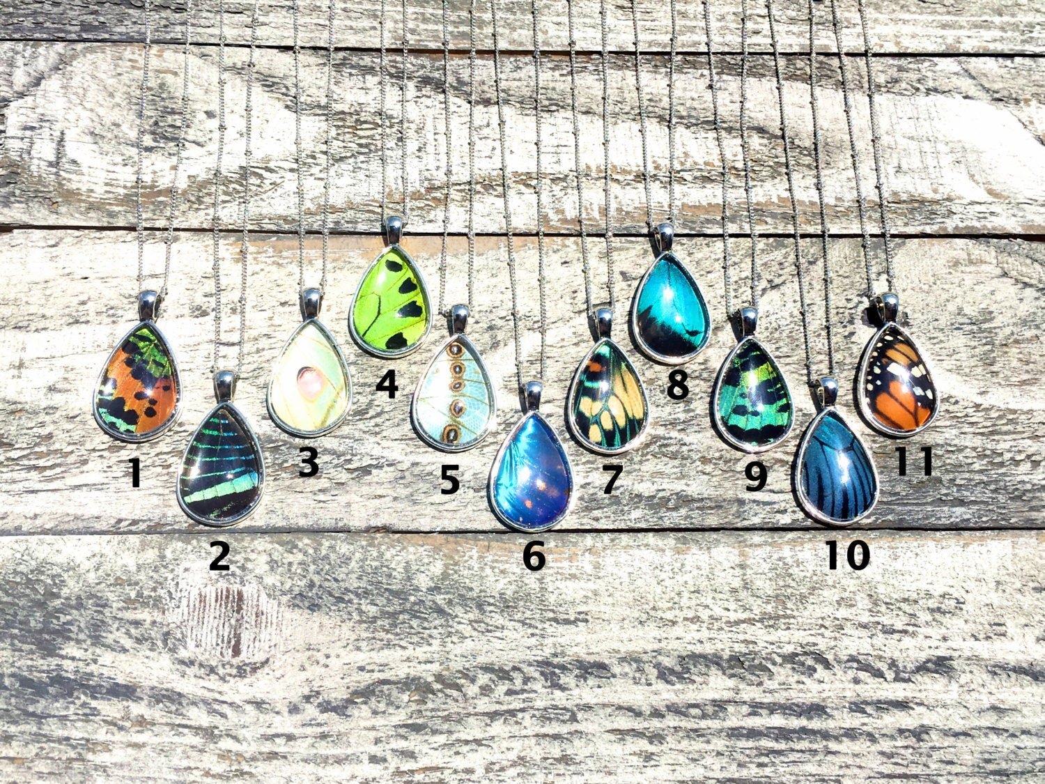 Real butterfly wing necklace Monarch butterfly necklace Friendship necklace for 2 3 4 5 6 Terrarium necklace Blue morpho butterfly jewelry