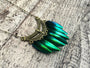 Real beetle necklace Real beetle wing jewelry Taxidermy beetle wing necklace Mermaid necklace Green Elytra jewelry Real insect necklace