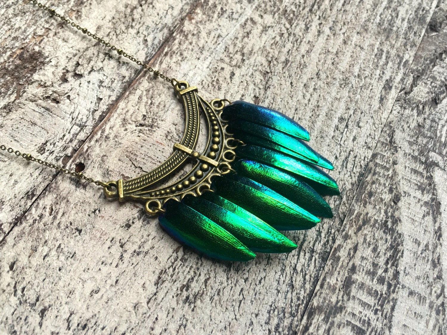 Real beetle necklace Real beetle wing jewelry Taxidermy beetle wing necklace Mermaid necklace Green Elytra jewelry Real insect necklace