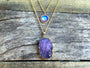 Gold multistrand necklace Real butterfly wing necklace Raw Amethyst geode necklace Long layered Amethyst necklace Purple quartz necklace
