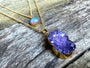 Gold multistrand necklace Real butterfly wing necklace Raw Amethyst geode necklace Long layered Amethyst necklace Purple quartz necklace