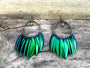 Real beetle wing earrings Taxidermy bug earrings Large statement earrings Insect earrings Elytra green beetle earrings Statement hoops