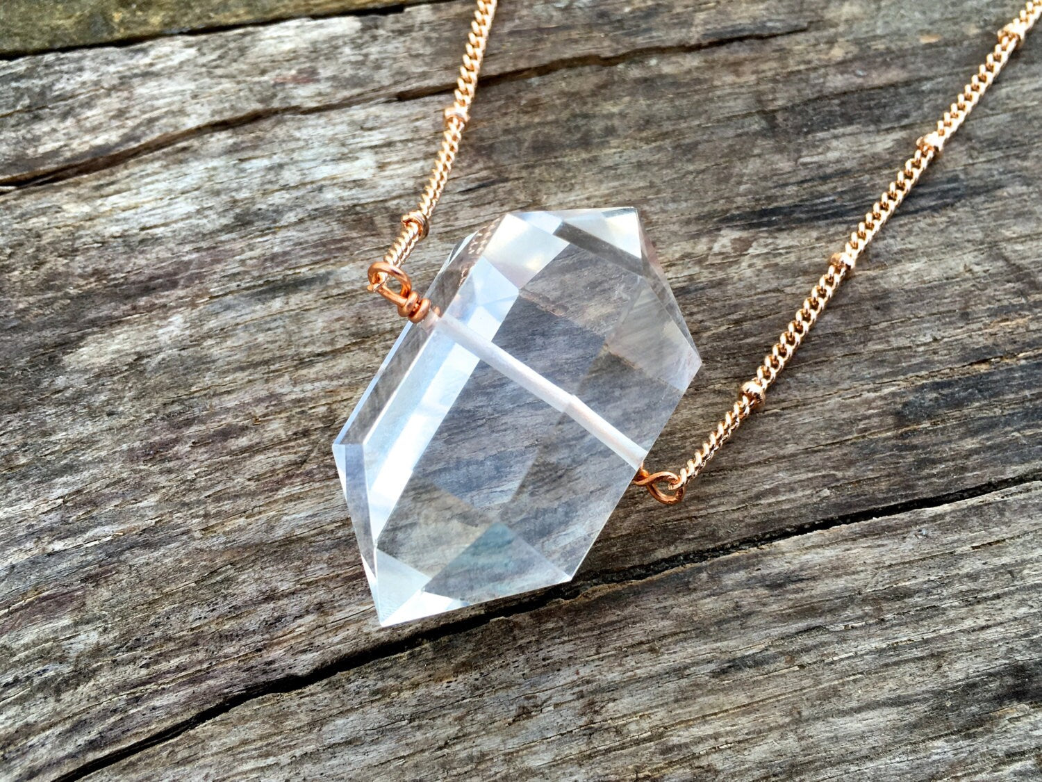 Large crystal necklace Large quartz necklace Big crystal necklace Chunky crystal necklace Large quartz Double terminated quartz point wand