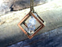 Raw Herkimer diamond necklace Mens crystal necklace Crystal cage necklace Herkimer diamond pendant Caged diamond necklace double terminated