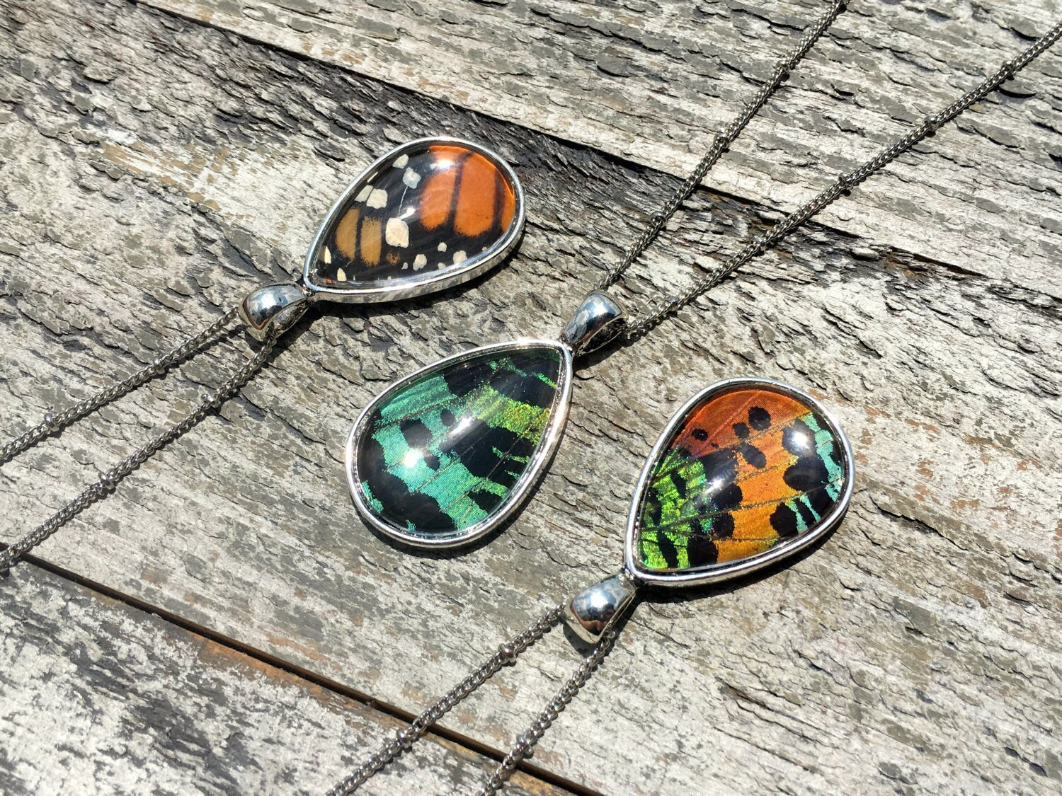 Real butterfly wing necklace Monarch butterfly necklace Friendship necklace for 2 3 4 5 6 Terrarium necklace Blue morpho butterfly jewelry