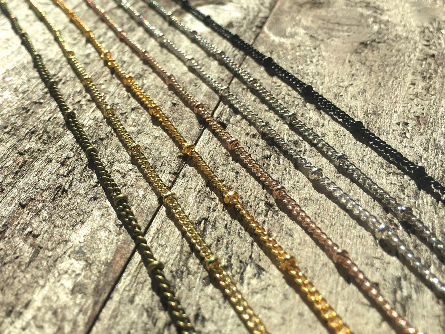 Satellite chain Dew drop necklace Silver layered necklace Finished chain Short long beaded chain 18 inch 30 inch Rose gold Antique Brass