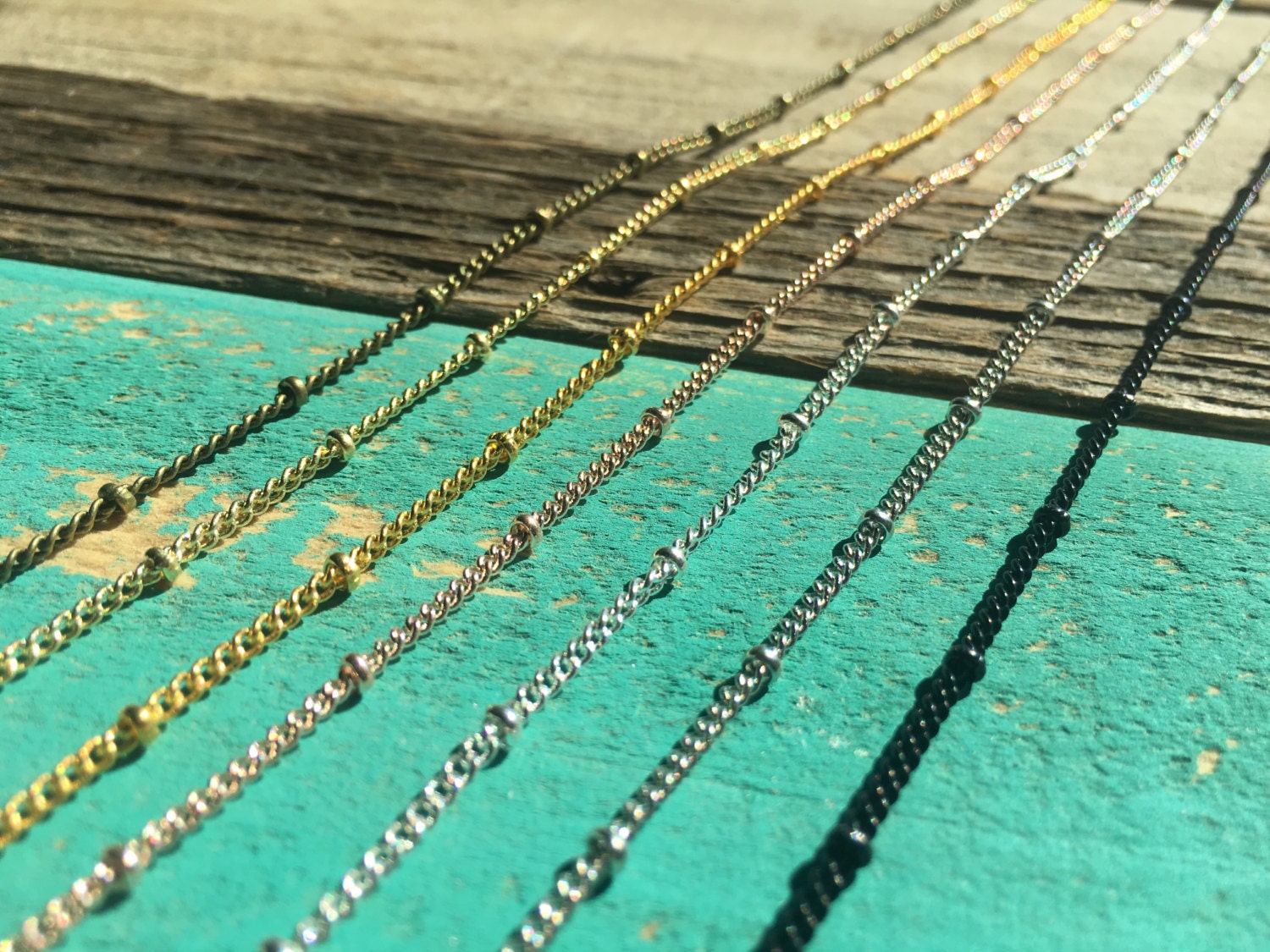 Satellite chain Dew drop necklace Silver layered necklace Finished chain Short long beaded chain 18 inch 30 inch Rose gold Antique Brass