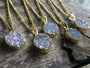 Raw druzy necklace Angel aura quartz necklace Raw druzy jewelry for women Druzy crystal jewelry Small crystal necklace Raw stone necklace