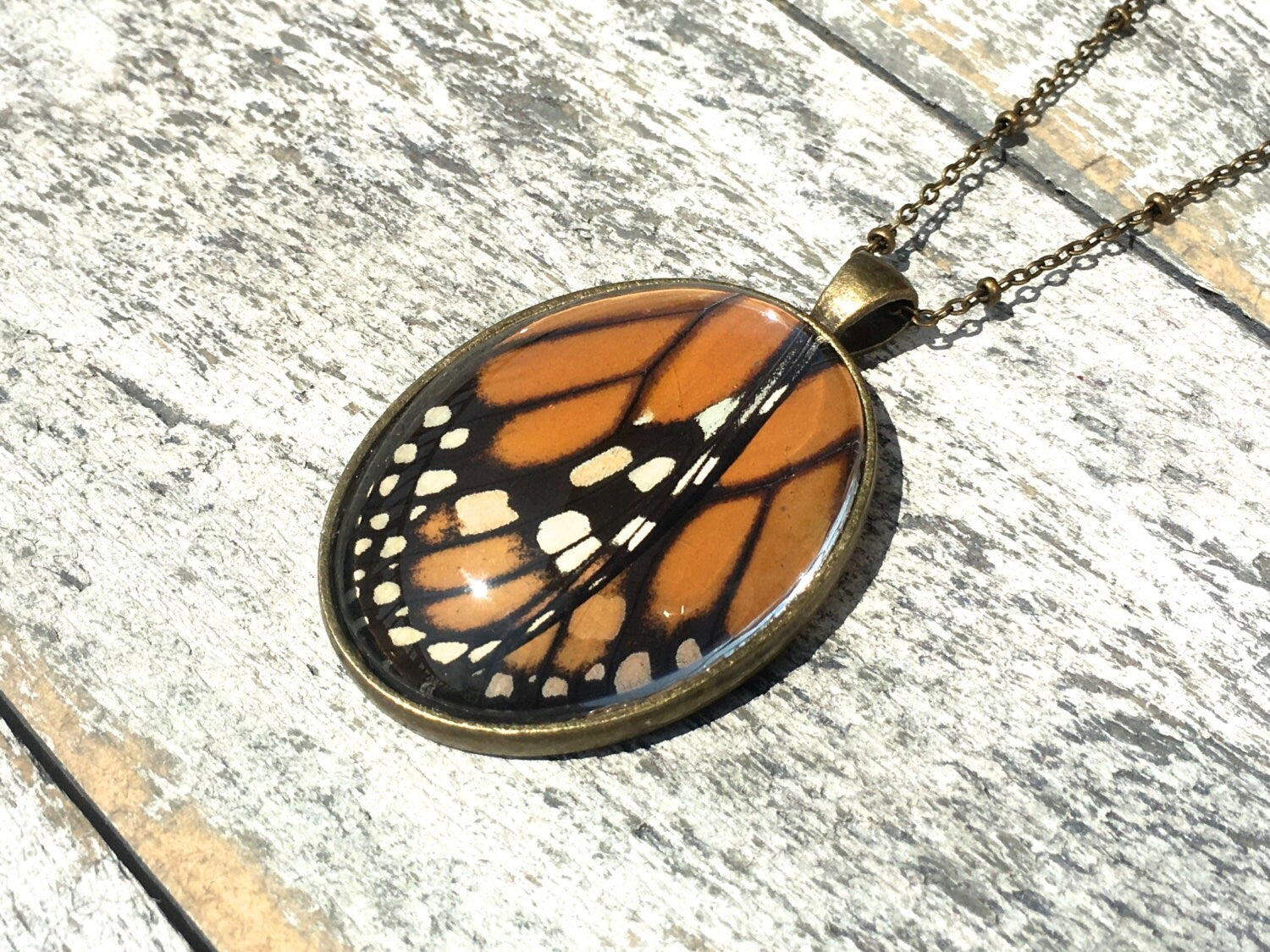 Real butterfly wing necklace Monarch butterfly necklace Clover necklace Dried insect necklace Pressed flower necklace Real butterfly jewelry