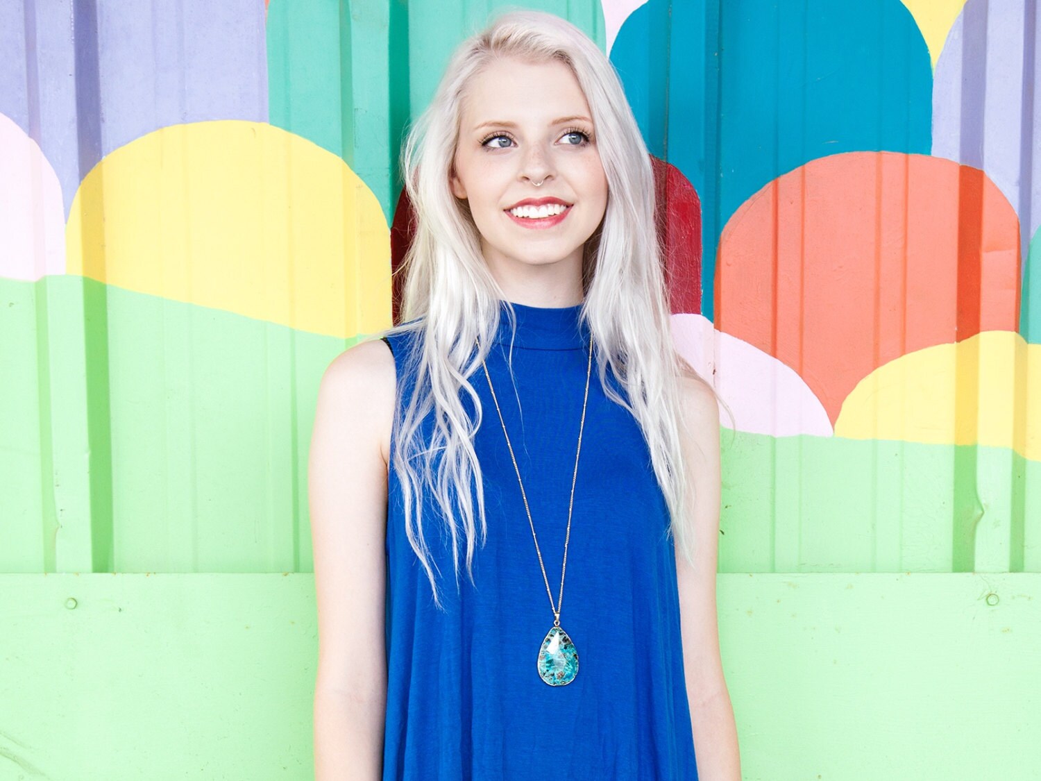 Ocean jasper necklace for women Atlantis crystal necklace Chrysocolla necklace Boho turquoise jewelry Ocean jasper palm stone Blue agate