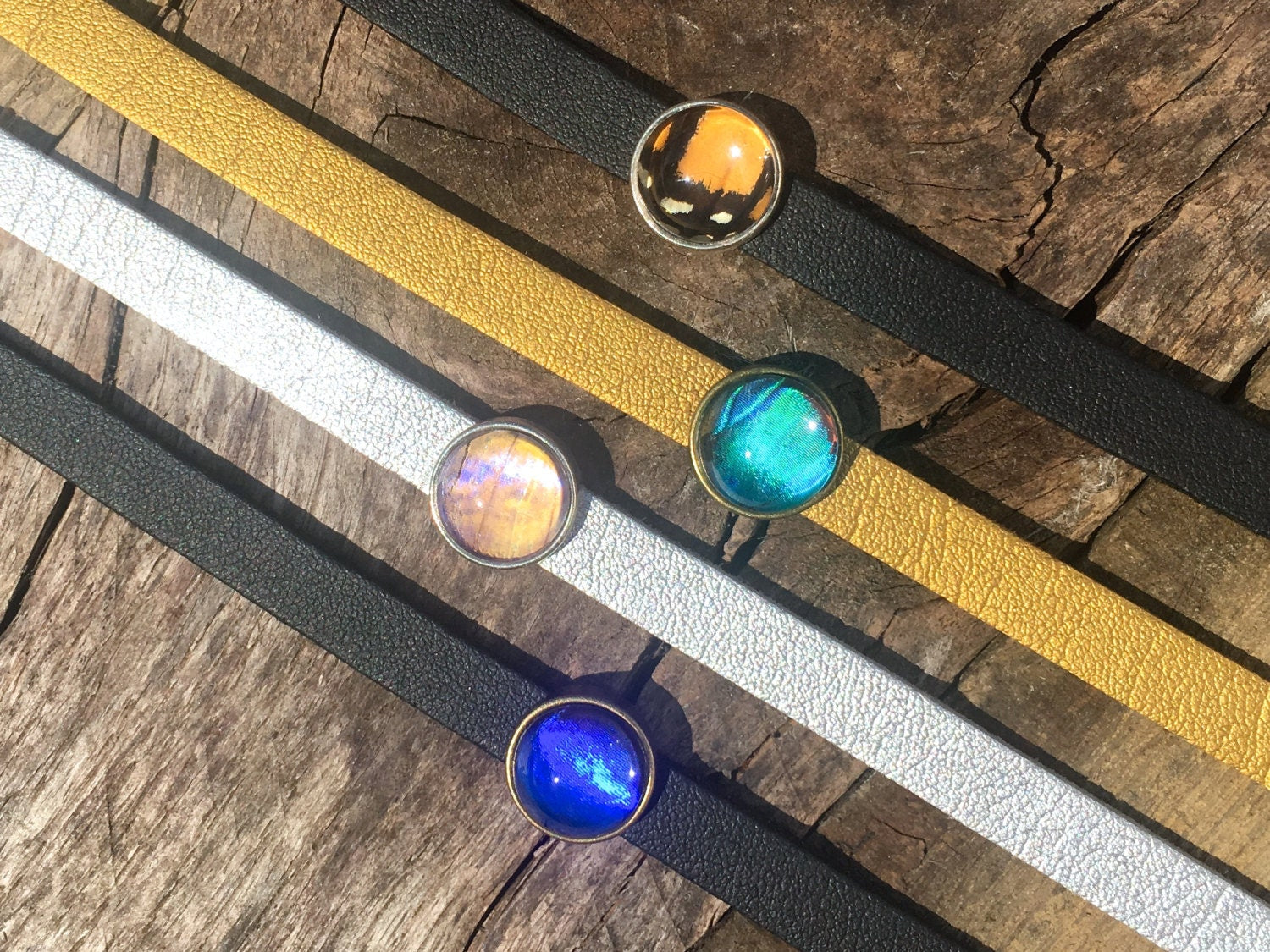 Real butterfly wing chokers for girls Slave choker necklace with stone Boho leather choker collar necklace 90s choker Black choker