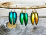 Real jewel beetle wing earrings Witchy jewelry Insect jewelry Bug earrings Witchy gifts Green beetle earrings Real insect jewelry