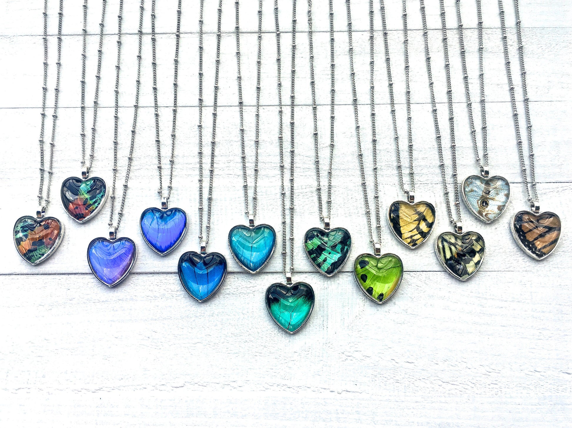 Real Butterfly wing necklace Silver heart necklace for women 1st anniversary gifts for women Girlfriend birthday gift 20 25 30 40