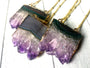 Raw amethyst slice necklaces for women Best selling necklaces Druzy amethyst crystal necklace 14k amethyst pendant Gold Agate slice necklace