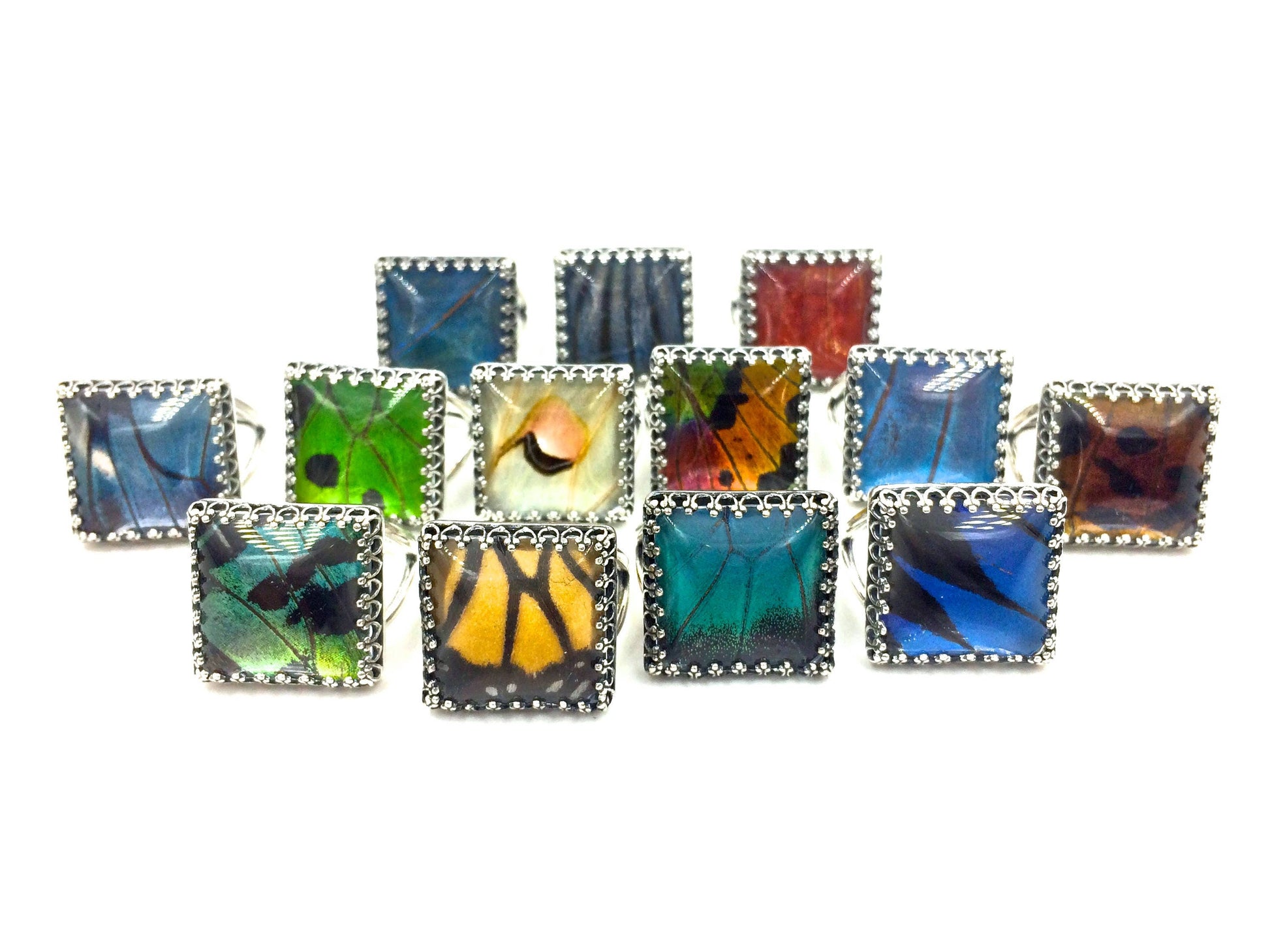 Real Monarch butterfly ring Sterling silver Real butterfly wing ring Pressed flower ring Monarch butterfly wing jewelry Adjustable ring