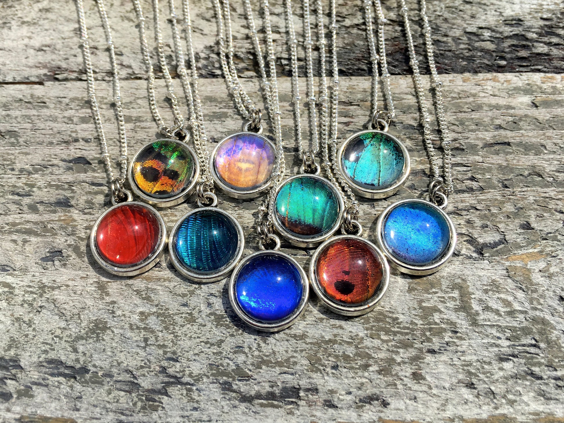 Ethically sourced upcycled REAL butterfly wing necklace Butterfly charm necklace Good luck charm necklace Friendship necklaces for girls