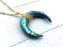 Abalone necklace for women Horn shell necklace Abalone shell necklace Gold horn necklace Upside down moon necklace Paua shell necklace