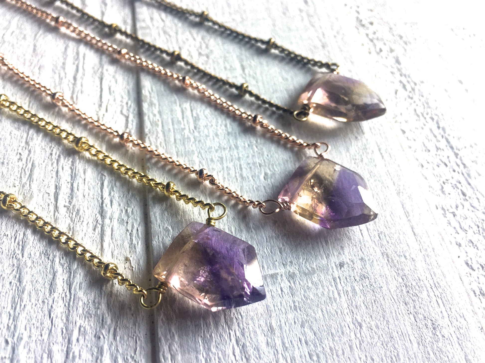 Ametrine necklace Real ametrine pendant Raw ametrine point Genuine ametrine jewelry Rose gold amethyst necklace Citrine point necklace
