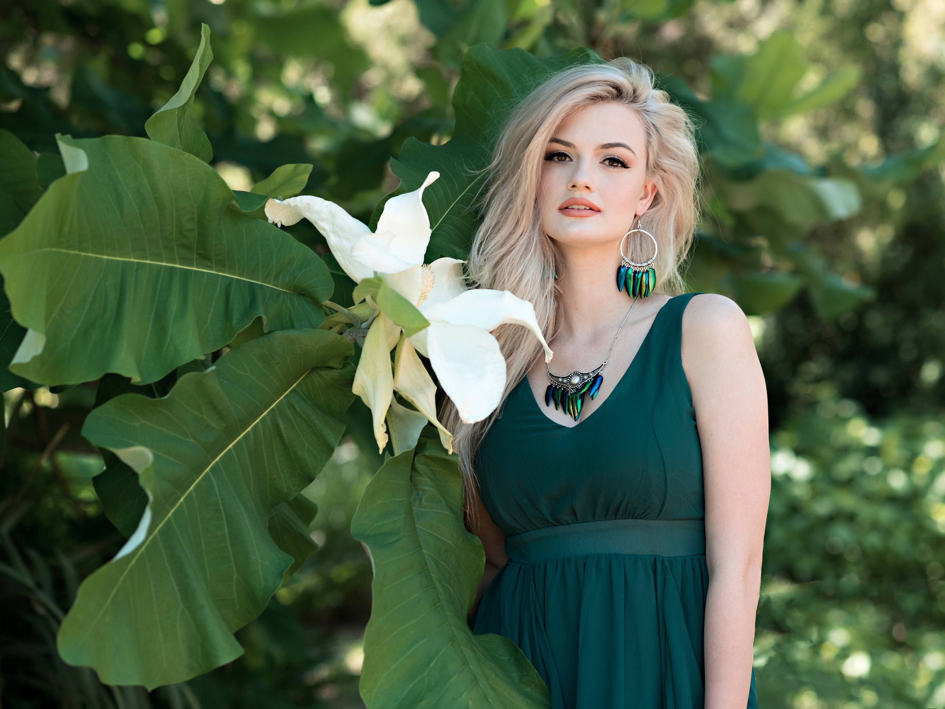 Real beetle wing necklace Statement earrings and necklace set Unique statement necklaces for women Real insect necklace Rainbow beetle