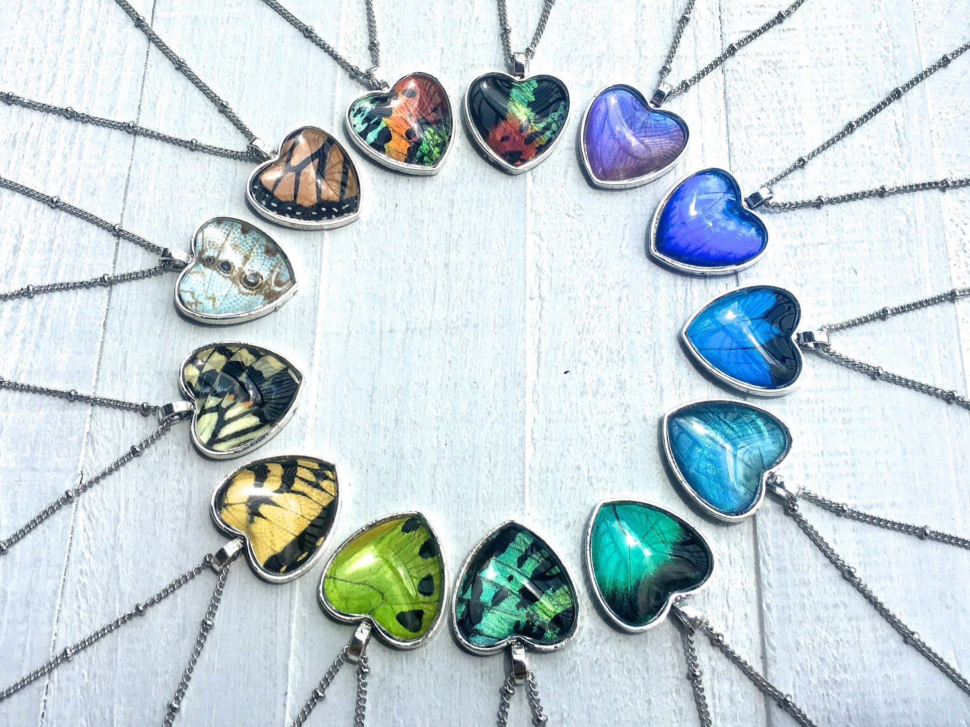 Real Butterfly wing necklace Silver heart necklace for women 1st anniversary gifts for women Girlfriend birthday gift 20 25 30 40