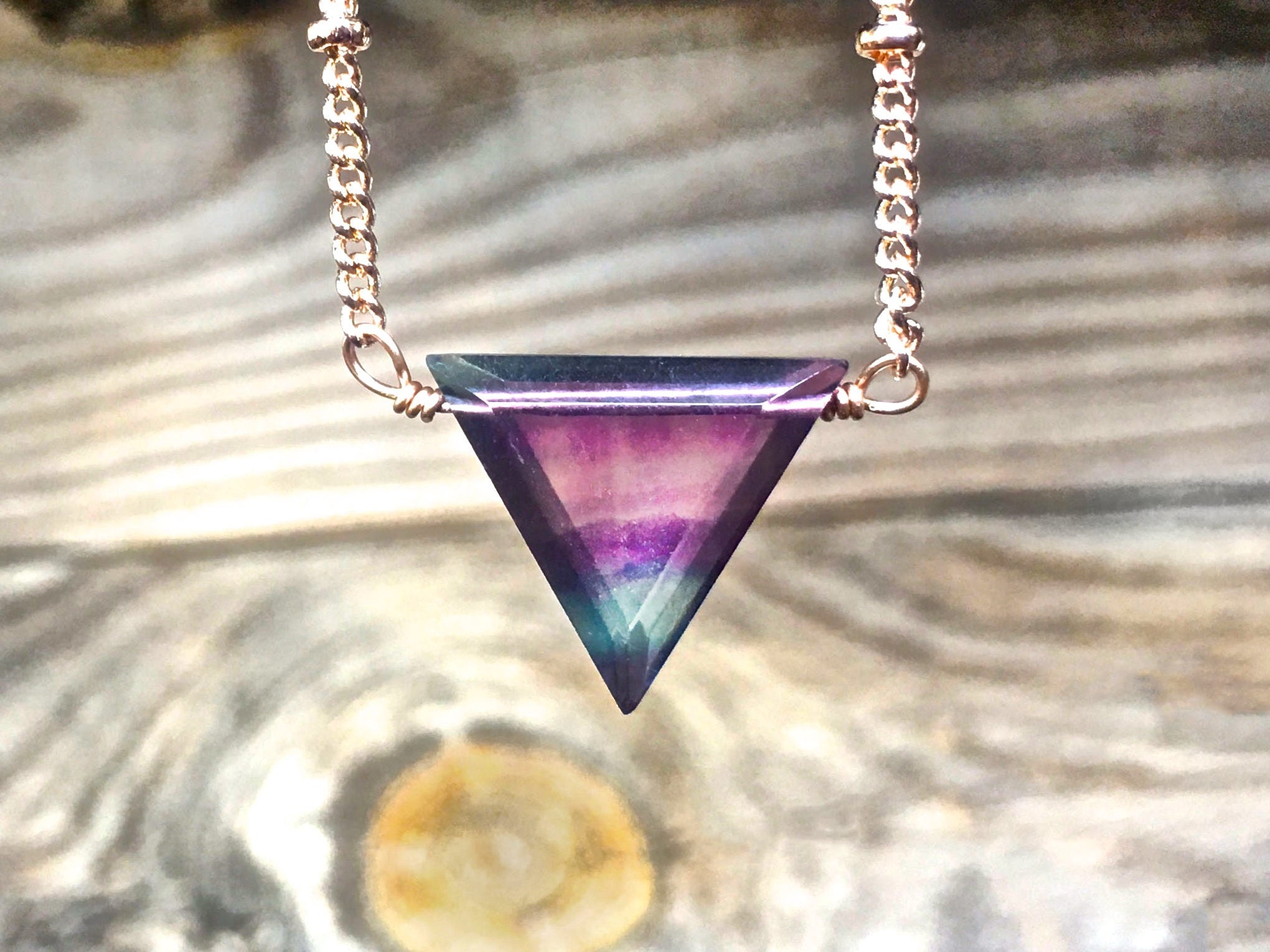 Rainbow Fluorite necklace Raw crystal necklace Cubic fluorite triangle necklace Green fluorite point necklace Raw fluorite tower necklace