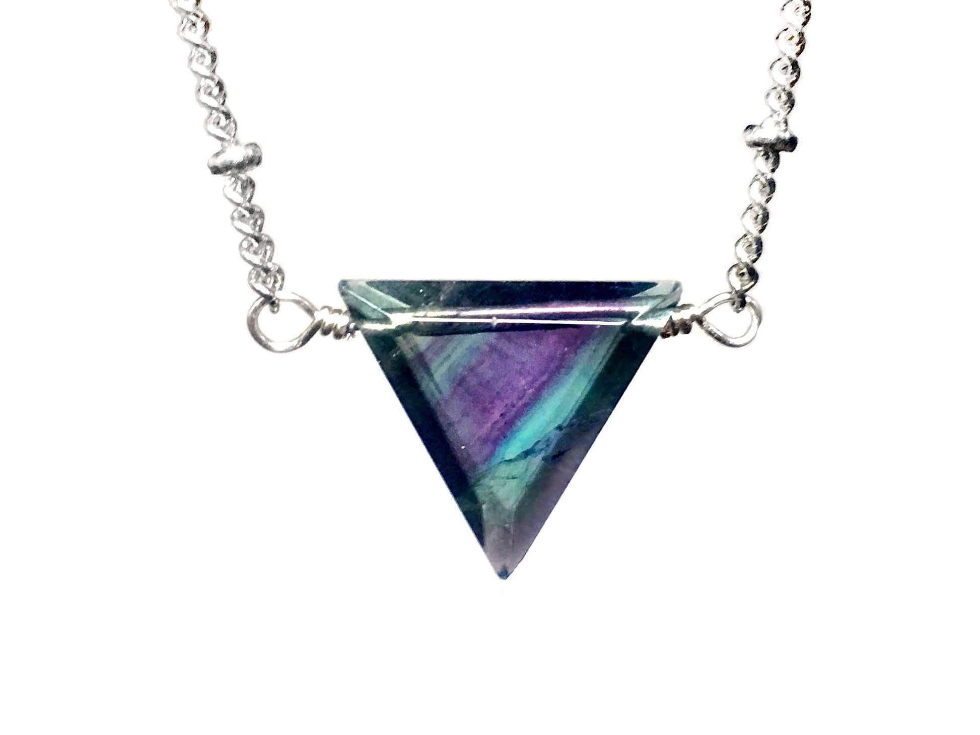 Rainbow Fluorite necklace Raw crystal necklace Cubic fluorite triangle necklace Green fluorite point necklace Raw fluorite tower necklace
