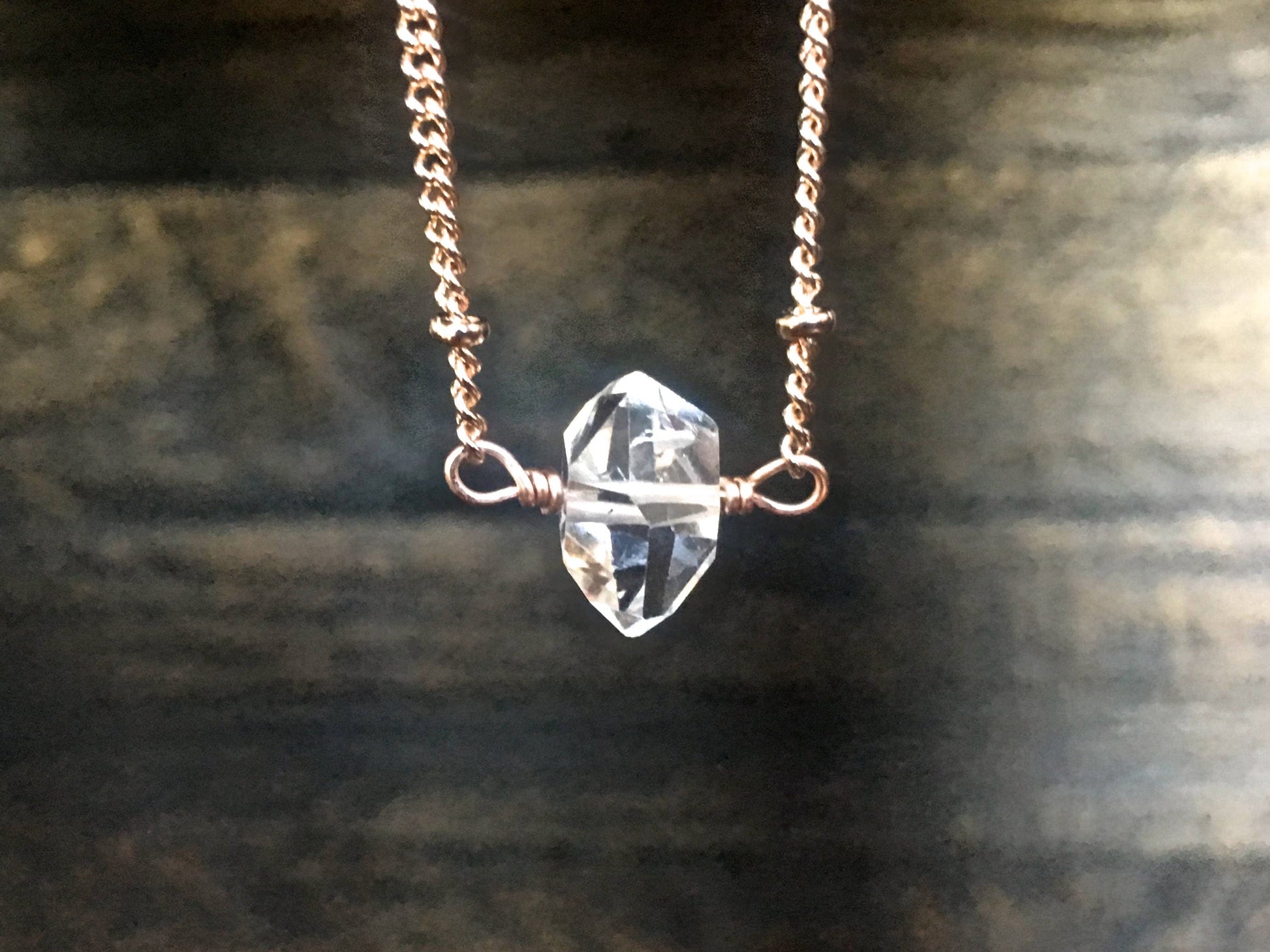 Raw diamond necklace Herkimer diamond necklaces for women April birthstone necklace Quartz diamond birthstone necklace April birthstone gift