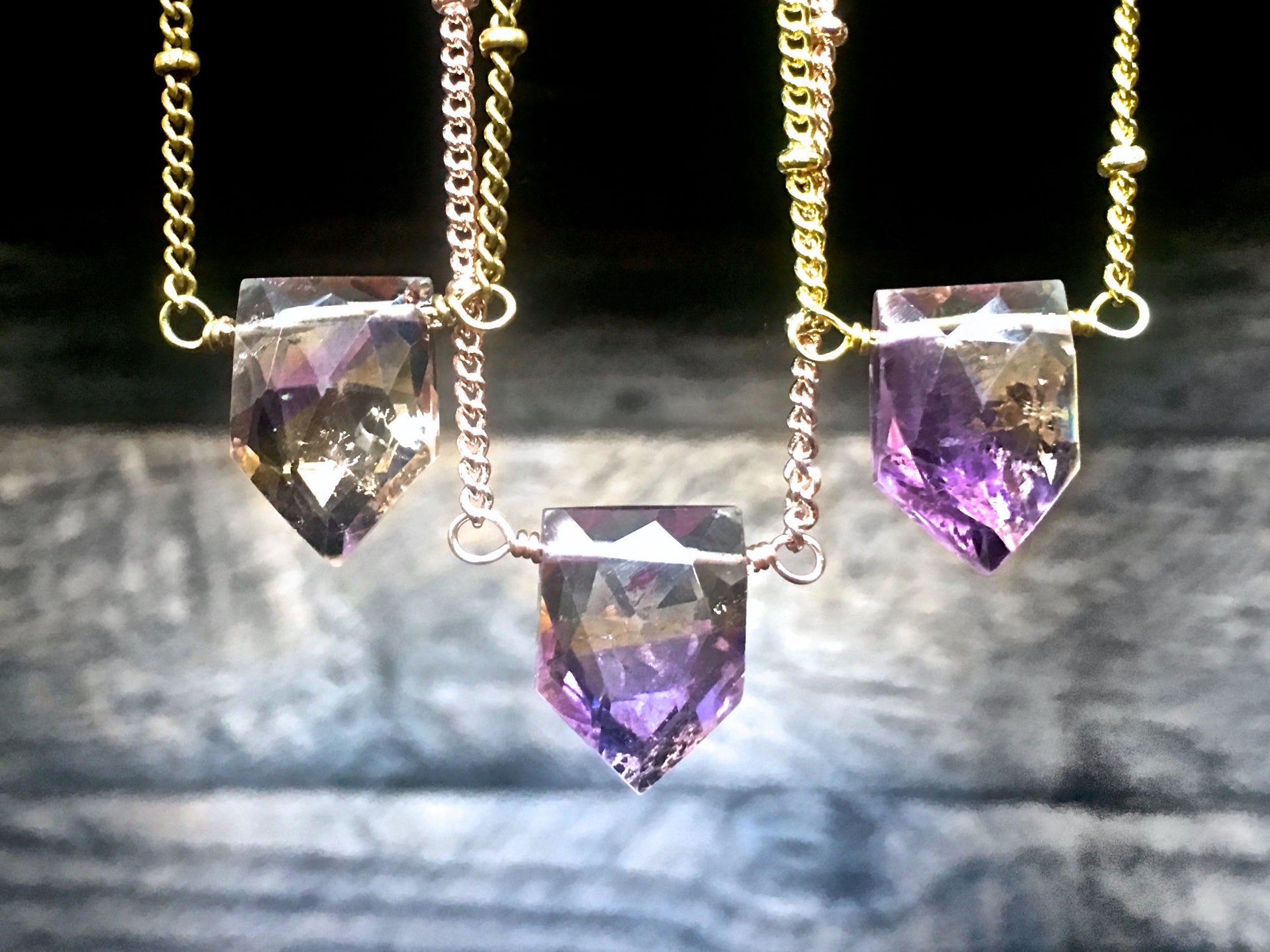 Ametrine necklace Real ametrine pendant Raw ametrine point Genuine ametrine jewelry Rose gold amethyst necklace Citrine point necklace