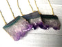 Raw amethyst slice necklaces for women Best selling necklaces Druzy amethyst crystal necklace 14k amethyst pendant Gold Agate slice necklace