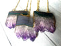 Raw amethyst slice necklaces for women Best selling necklaces Druzy amethyst crystal necklace 14k amethyst pendant Gold Agate slice necklace