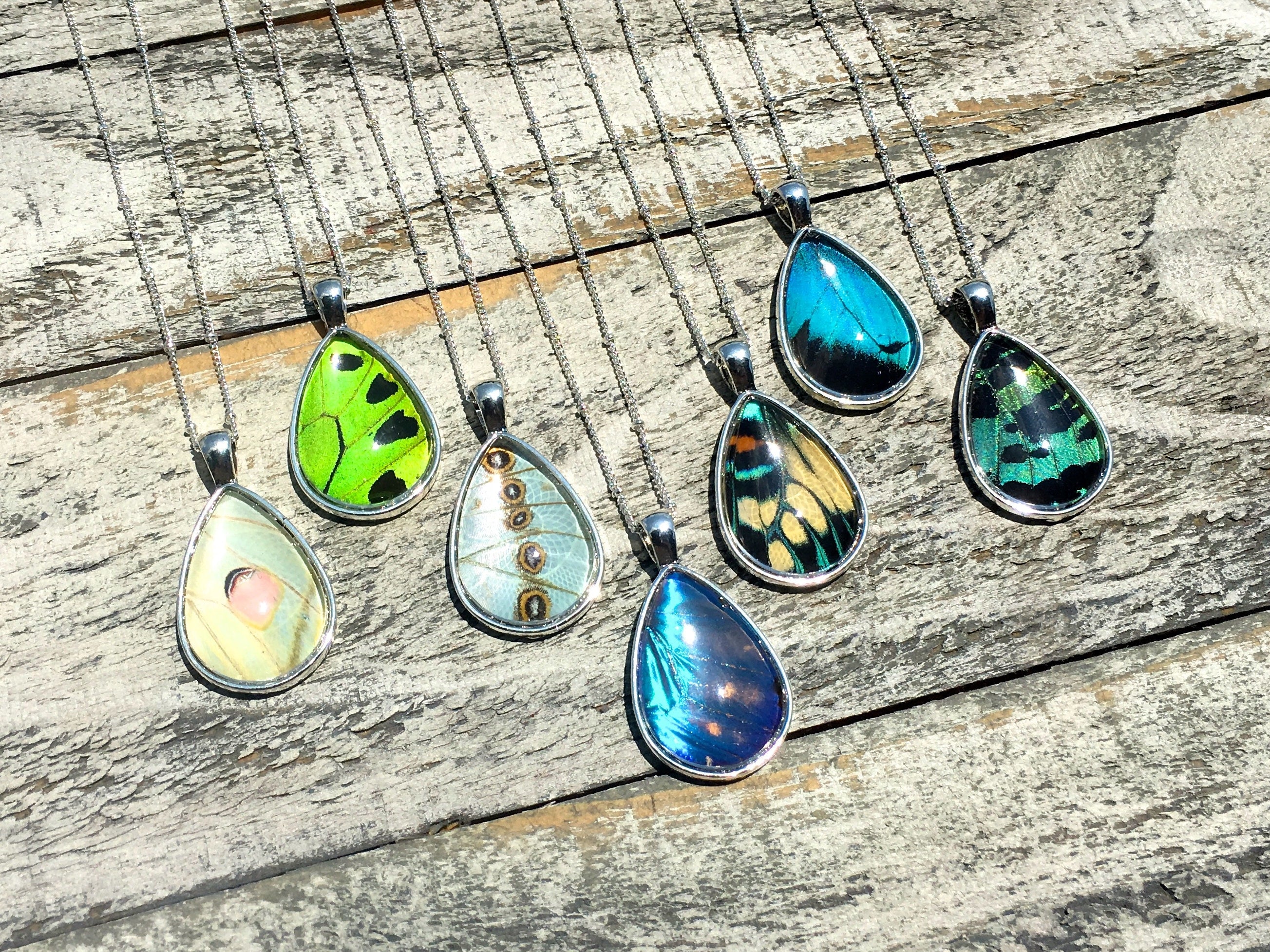 Real butterfly wing necklace Monarch butterfly necklace Friendship necklace for 2 3 4 5 6 Terrarium necklace Blue morpho butterfly jewelry