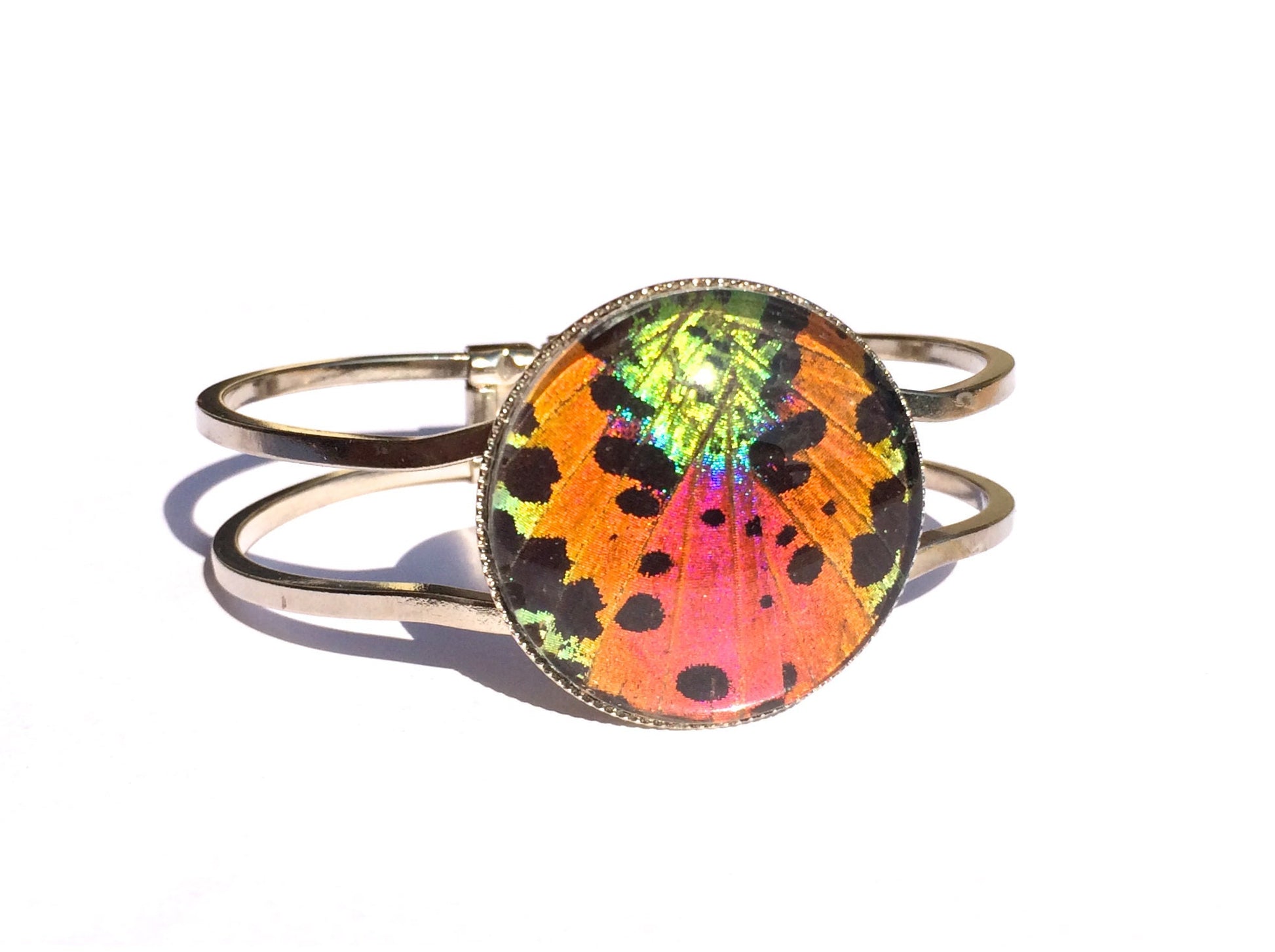 Real Butterfly Wing Bracelet Silver butterfly bracelet for women Best selling items Pressed butterfly bangle bracelet Butterfly wing jewelry