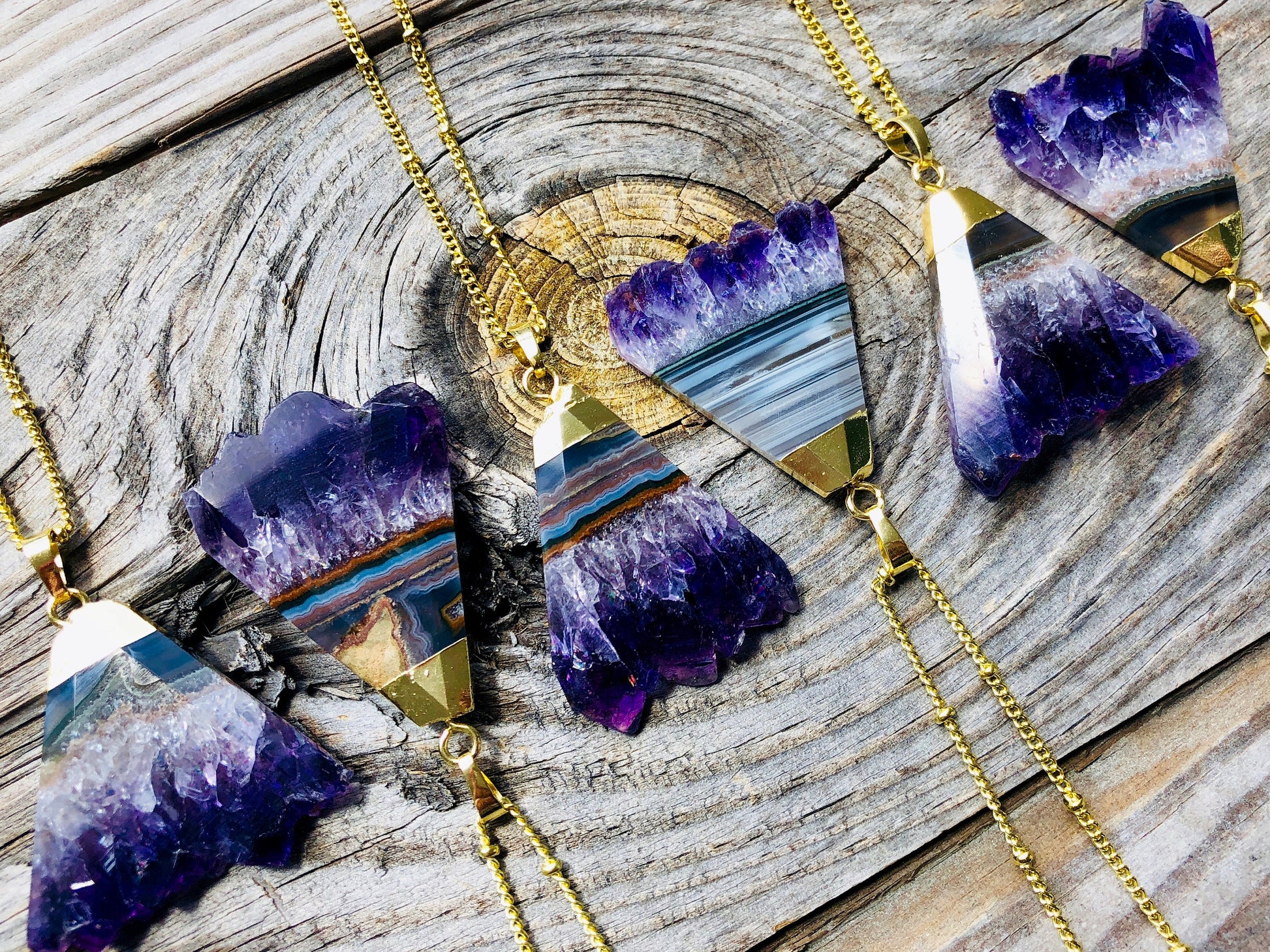 Raw Amethyst necklace Natural amethyst geode necklace Raw amethyst jewelry Large amethyst pendent Talisman necklace Long crystal necklace