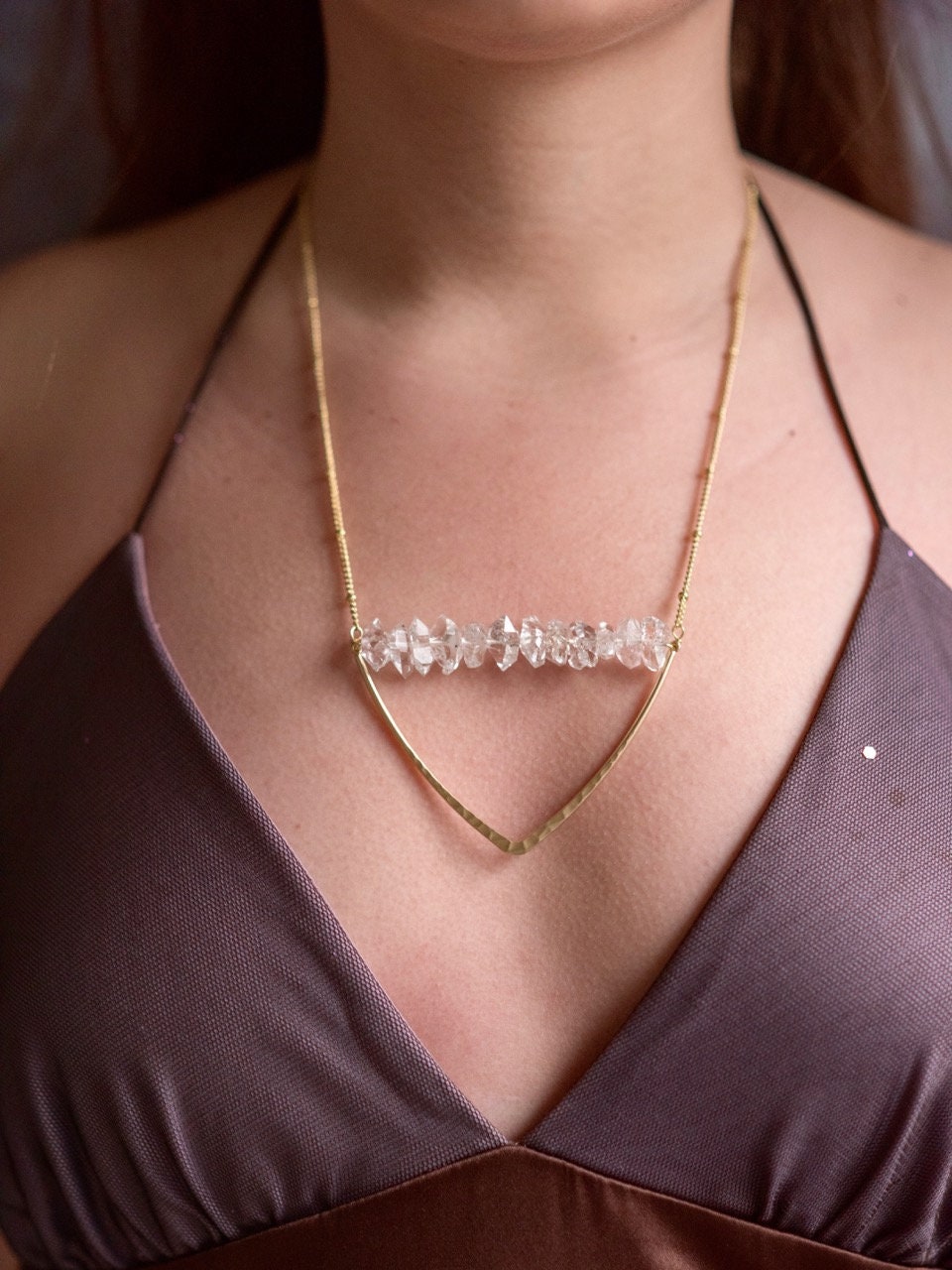 Herkimer diamond jewelry Raw diamond jewelry Raw herkimer diamond necklace Quartz Statement Necklace Herkimer necklace Raw quartz necklace