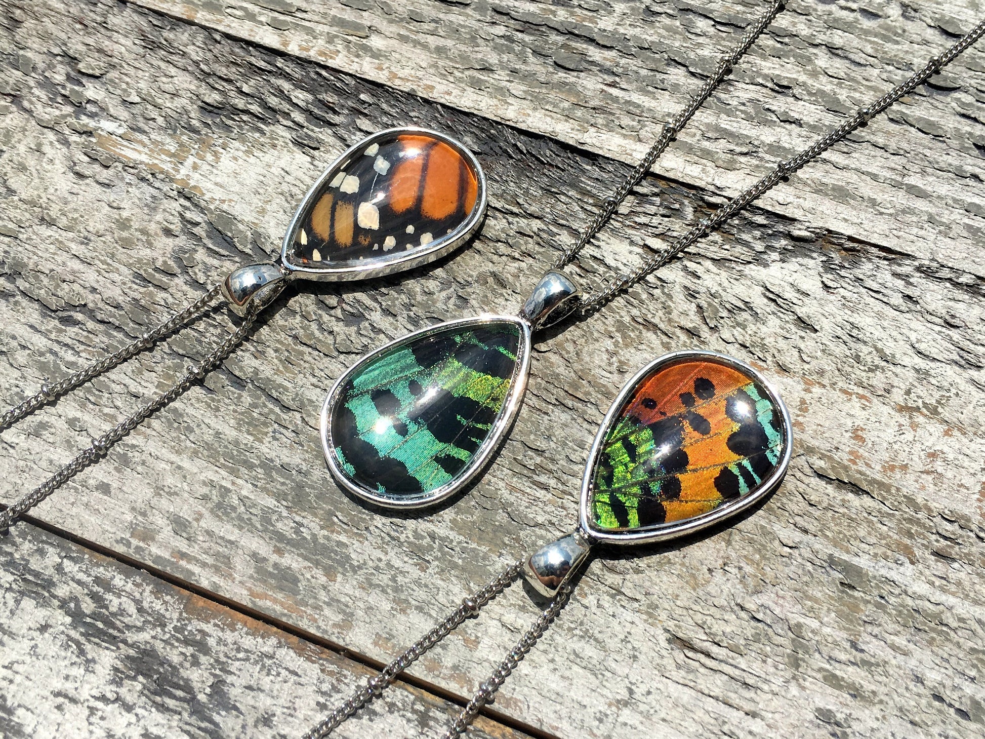 Real butterfly wing necklace Best friend necklace for 2 3 4 5 Terrarium jewelry Friendship necklaces for women Taxidermy butterfly jewelry
