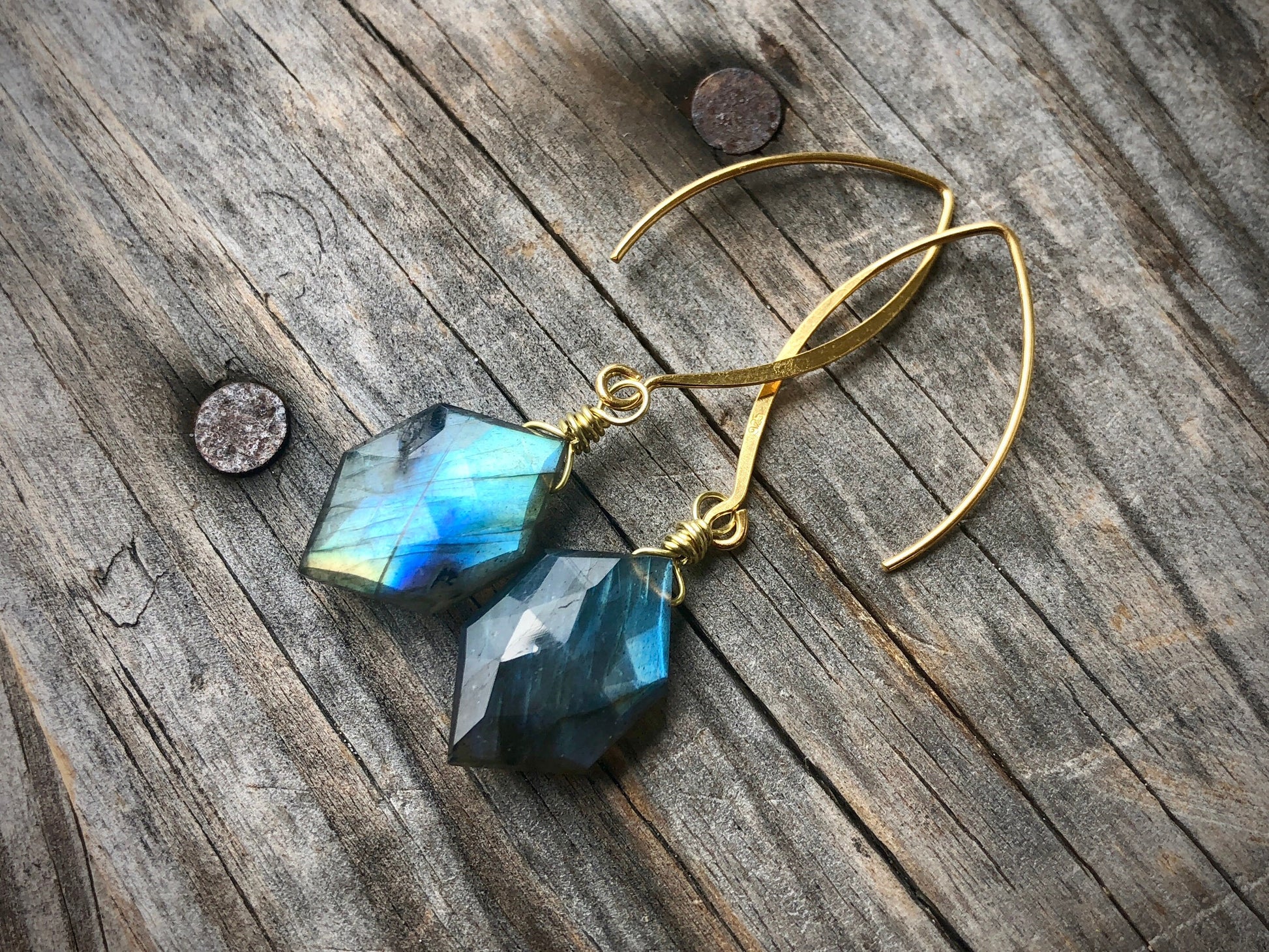 Raw labradorite earrings gold Labradorite jewelry Blue labradorite earrings Rainbow moonstone earrings Hexagon Ametrine Fluorite earrings