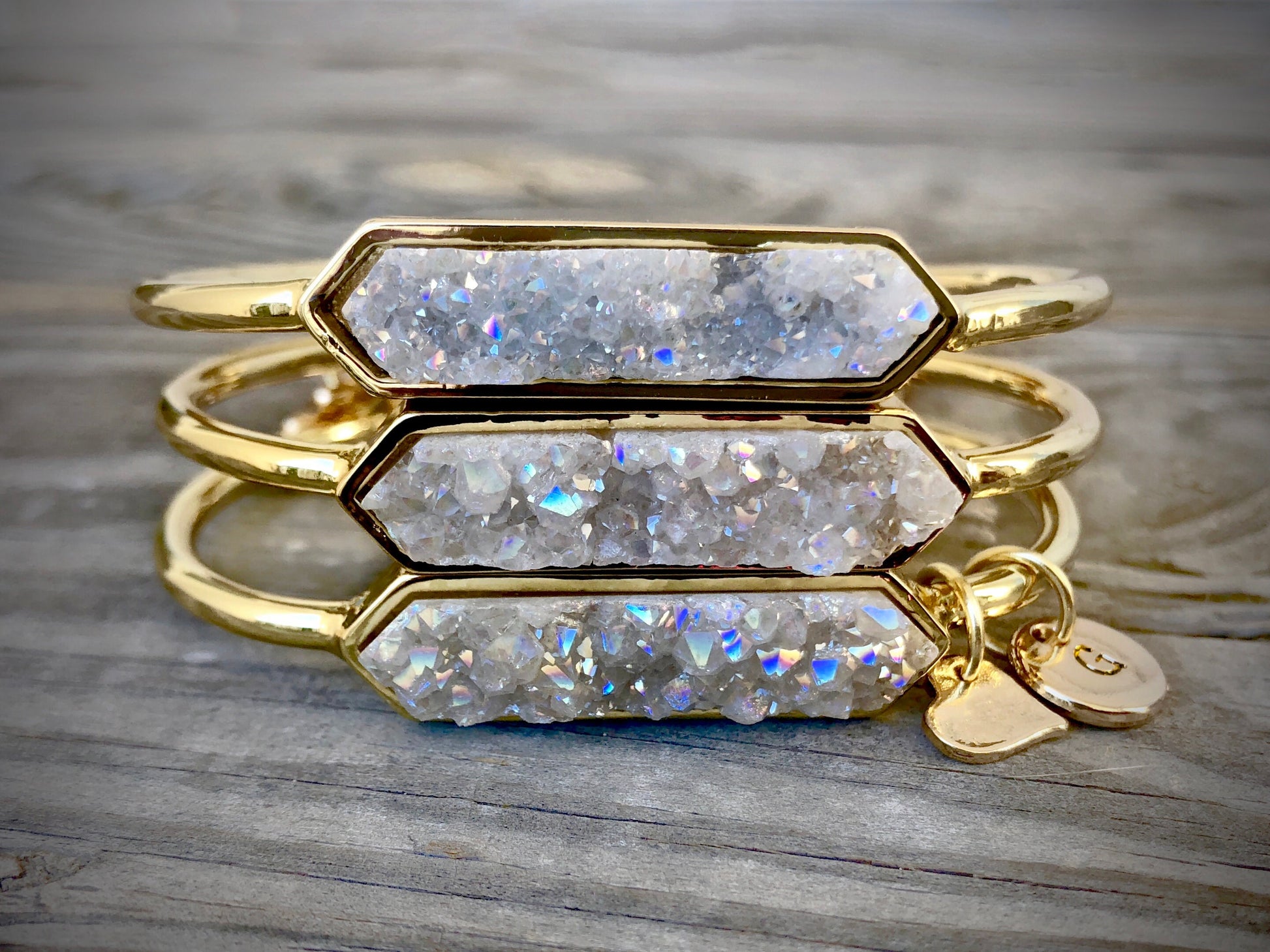 Druzy bracelet Boho bracelets for women Best selling jewelry Raw crystal bracelet Popular right now White druzy jewelry Angel aura quartz
