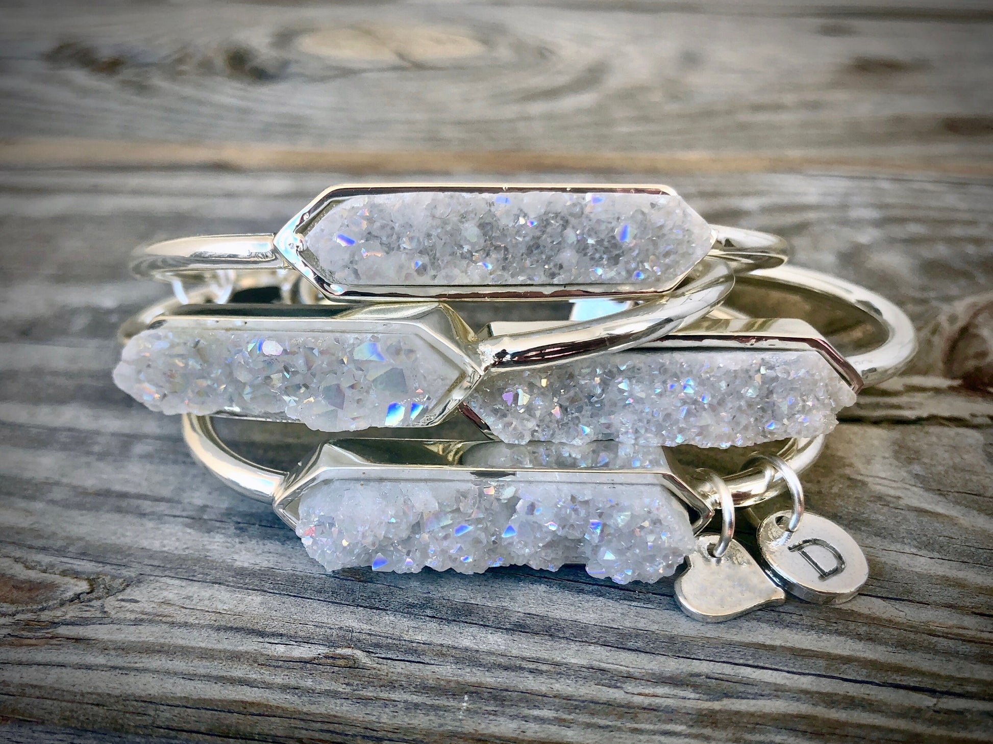 Raw druzy bracelet Popular right now Raw stone bracelet Best selling items Stacking bracelets for women Angel aura quartz Raw stone jewelry