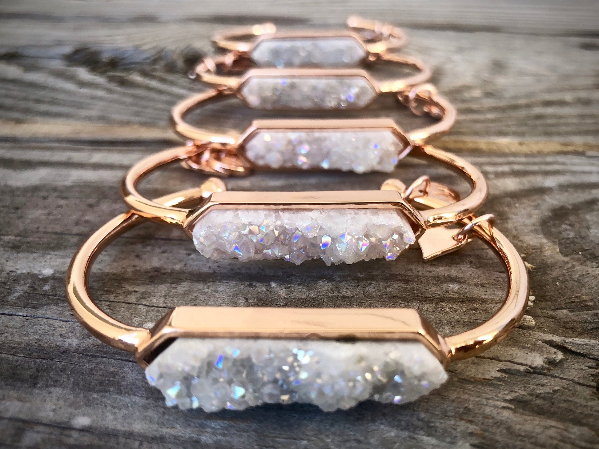 Raw druzy bracelet Popular right now Raw stone bracelet Best selling items Stacking bracelets for women Angel aura quartz Raw stone jewelry
