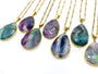 Rainbow fluorite pendant Purple fluorite necklace Large gemstone pendant Green fluorite crystal necklace Green amethyst Fluorite jewelry