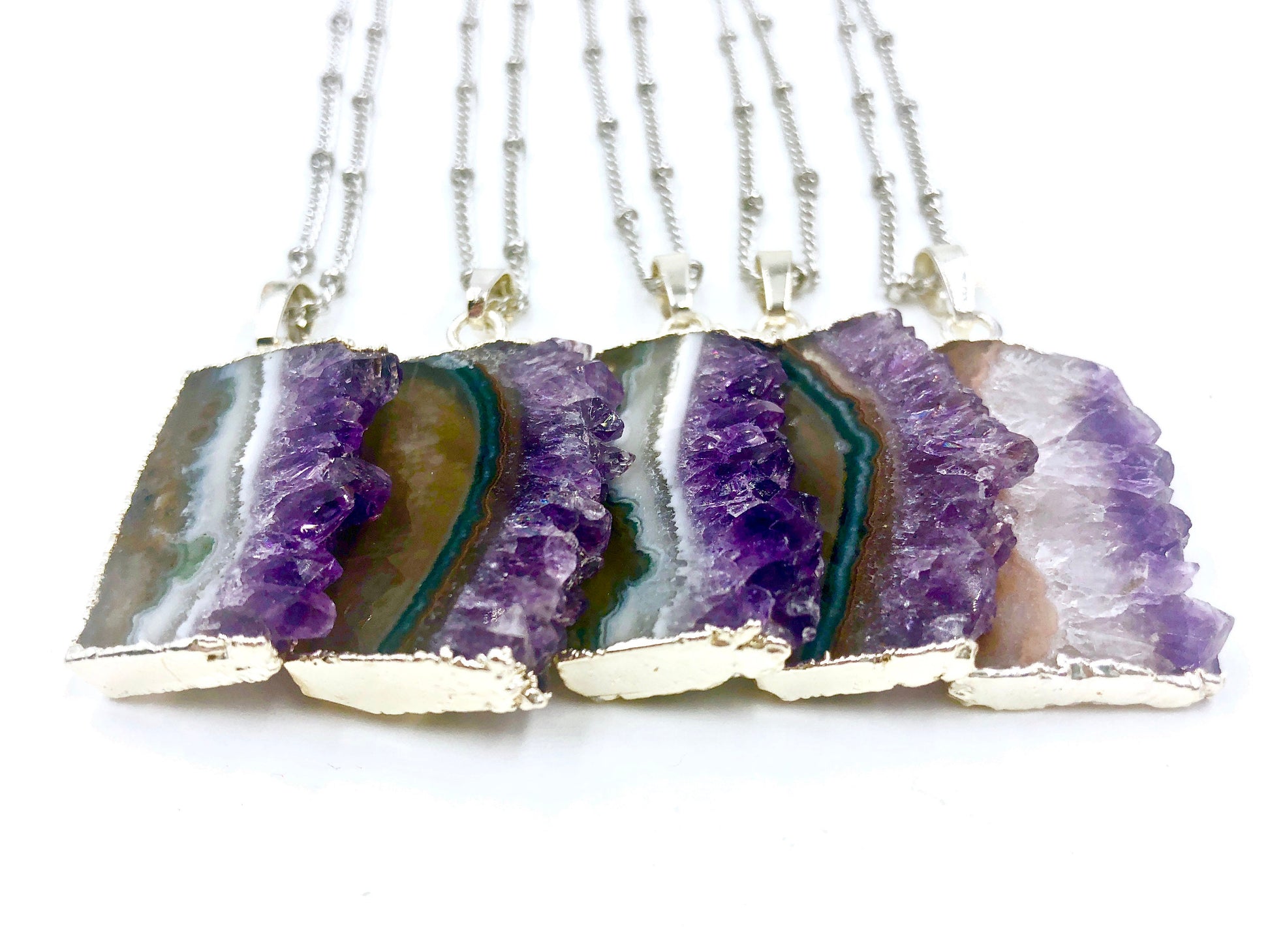 Raw amethyst necklace Amethyst geode necklace February birthstone jewelry gifts for her Geode slice necklace Amethyst slice pendant