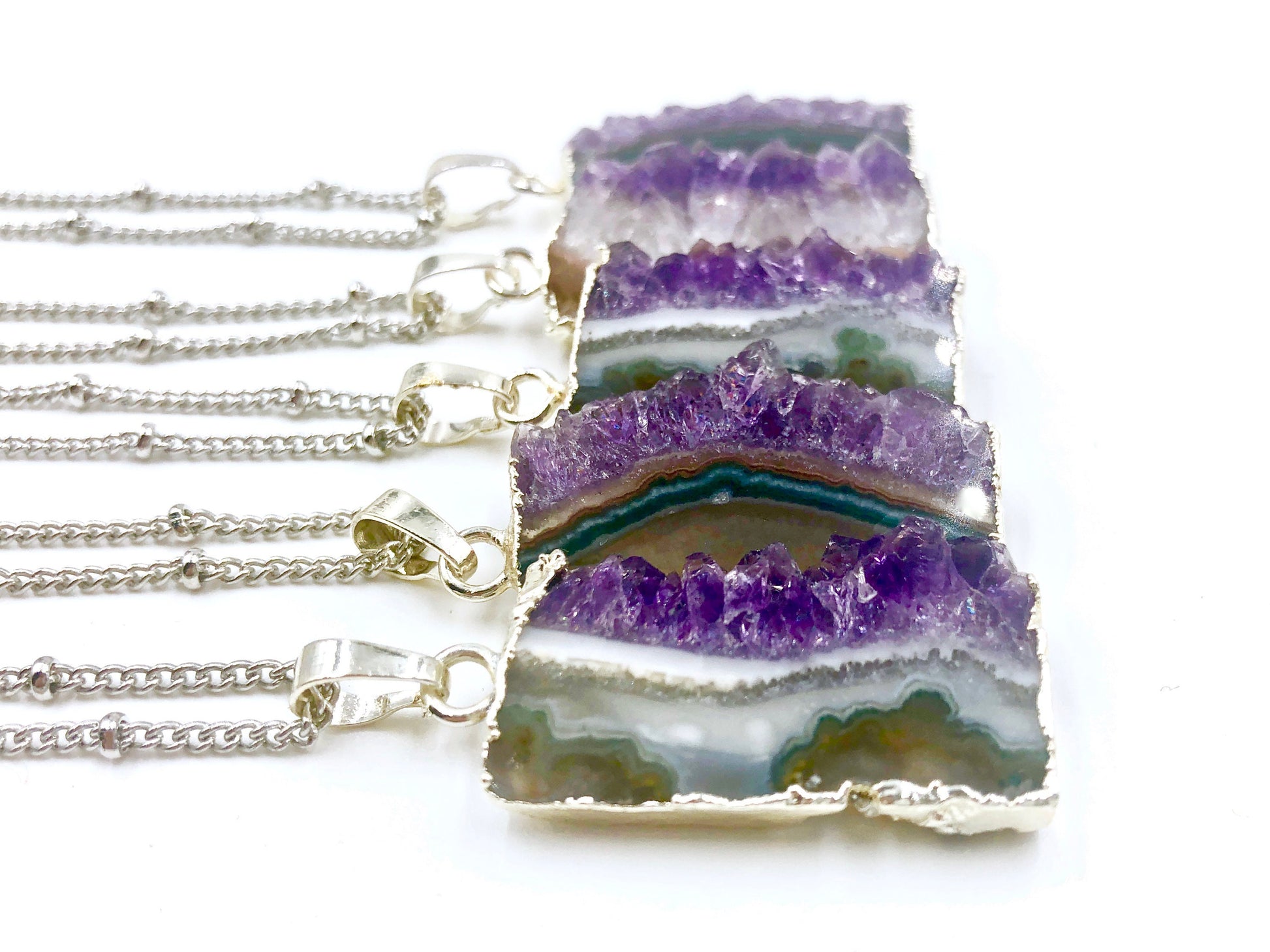 Raw amethyst necklace Amethyst geode necklace February birthstone jewelry gifts for her Geode slice necklace Amethyst slice pendant