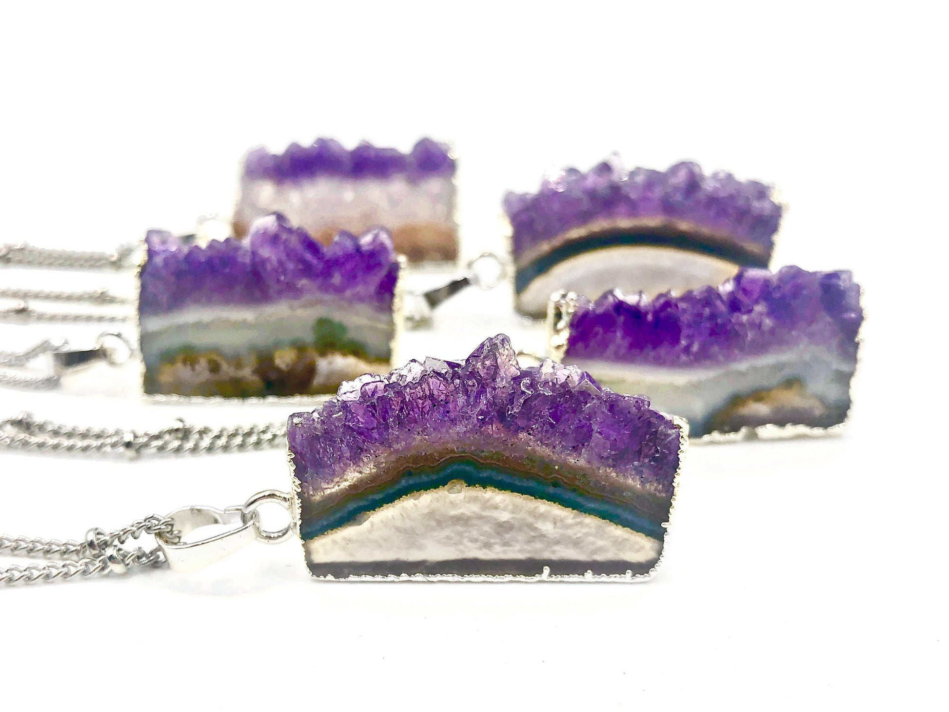 Raw amethyst necklace Amethyst geode necklace February birthstone jewelry gifts for her Geode slice necklace Amethyst slice pendant