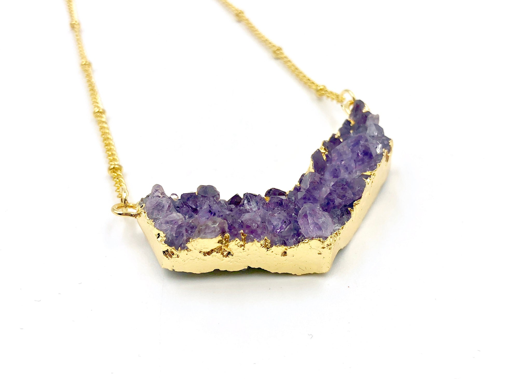 Raw amethyst point pendant Chevron amethyst geode necklace Amethyst chevron necklace Amethyst arrowhead necklace for women Druzy chevron