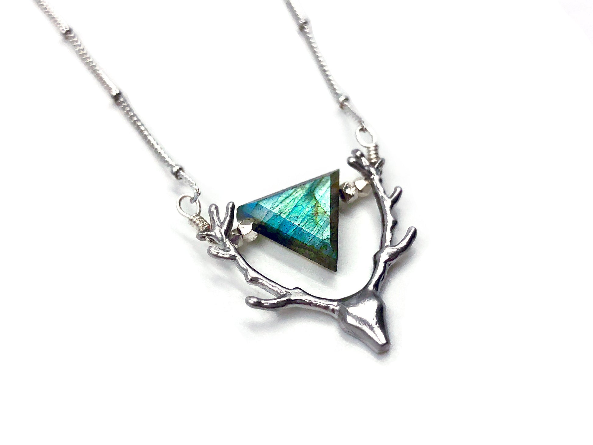 Deer antler necklace Raw moonstone necklace for women Boho crystal necklaces Gold deer necklace Reindeer necklace Boho necklaces for her