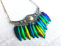 Real beetle wing necklace Statement earrings and necklace set Unique statement necklaces for women Real insect necklace Rainbow beetle